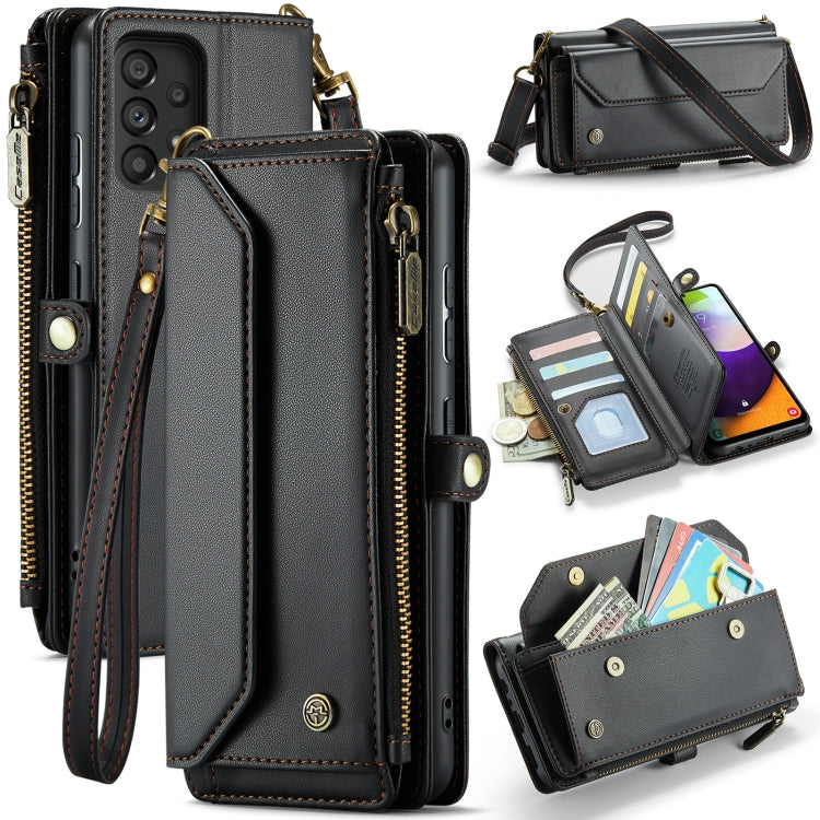 For Samsung Galaxy A52 / A52s 5G CaseMe C36 Card Slots Zipper Wallet RFID Anti-theft Leather Phone Case(Black) - free shipping - PMC Jewellery - Order now!