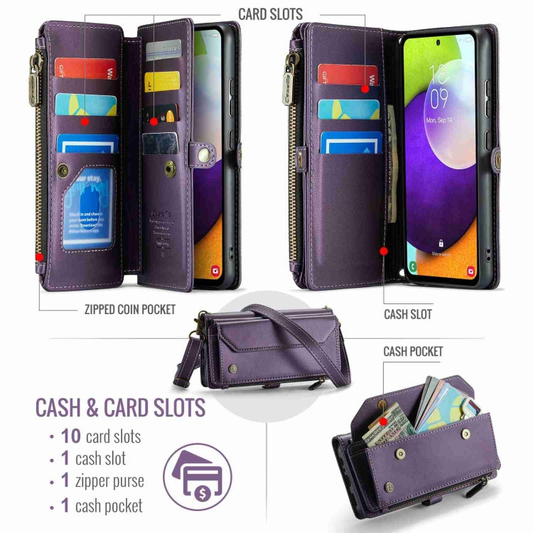 For Samsung Galaxy A52 / A52s 5G CaseMe C36 Card Slots Zipper Wallet RFID Anti-theft Leather Phone Case(Black) - free shipping - PMC Jewellery - Order now!