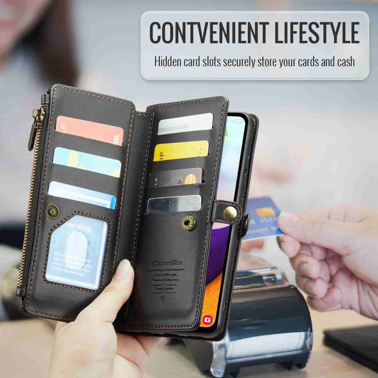 For Samsung Galaxy A52 / A52s 5G CaseMe C36 Card Slots Zipper Wallet RFID Anti-theft Leather Phone Case(Black) - free shipping - PMC Jewellery - Order now!