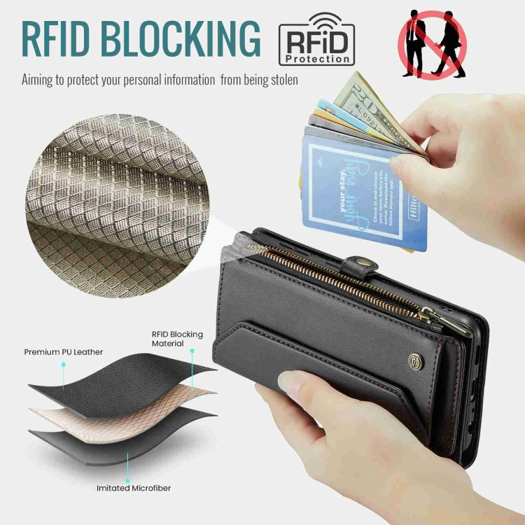 For Samsung Galaxy A52 / A52s 5G CaseMe C36 Card Slots Zipper Wallet RFID Anti-theft Leather Phone Case(Black) - free shipping - PMC Jewellery - Order now!