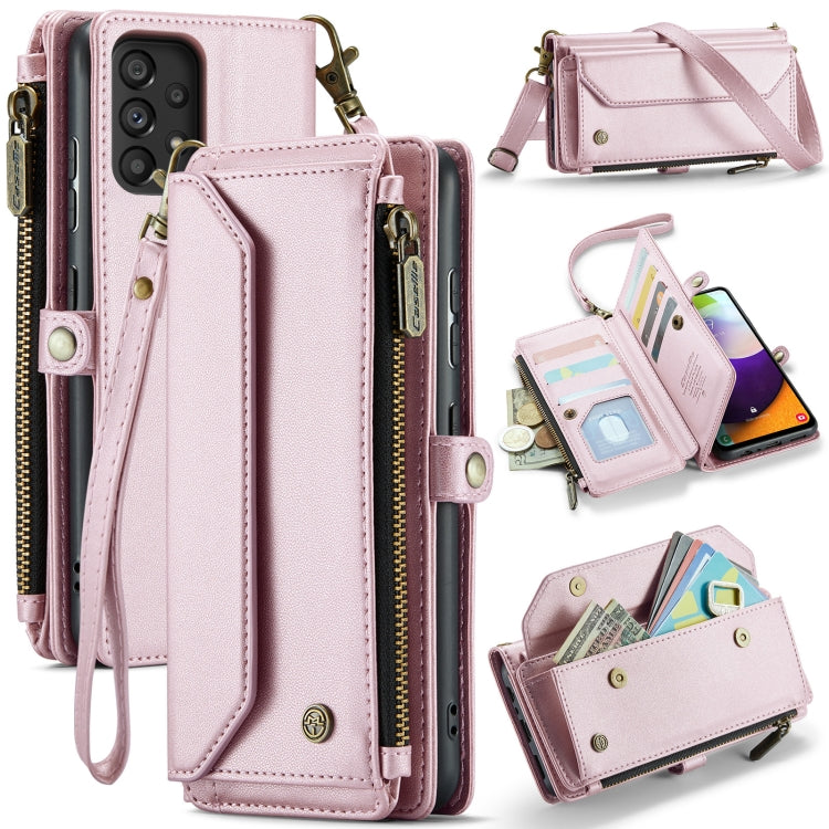 For Samsung Galaxy A52 / A52s 5G CaseMe C36 Card Slots Zipper Wallet RFID Anti-theft Leather Phone Case(Pink) - free shipping - PMC Jewellery - Order now!