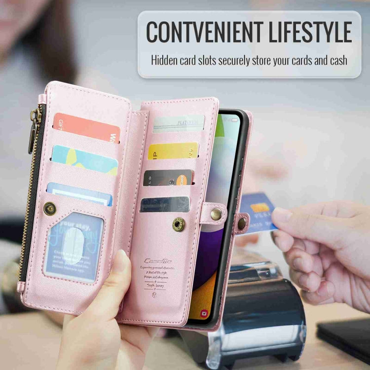 For Samsung Galaxy A52 / A52s 5G CaseMe C36 Card Slots Zipper Wallet RFID Anti-theft Leather Phone Case(Pink) - free shipping - PMC Jewellery - Order now!