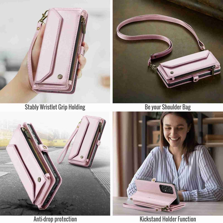 For Samsung Galaxy A52 / A52s 5G CaseMe C36 Card Slots Zipper Wallet RFID Anti-theft Leather Phone Case(Pink) - free shipping - PMC Jewellery - Order now!