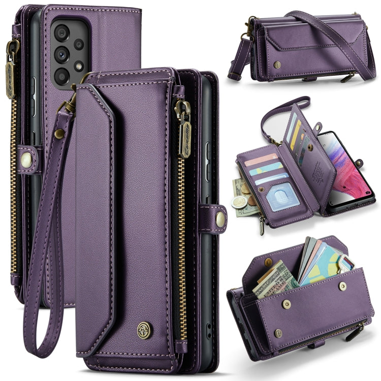 For Samsung Galaxy A53 5G CaseMe C36 Card Slots Zipper Wallet RFID Anti-theft Leather Phone Case(Purple) - free shipping - PMC Jewellery - Order now!
