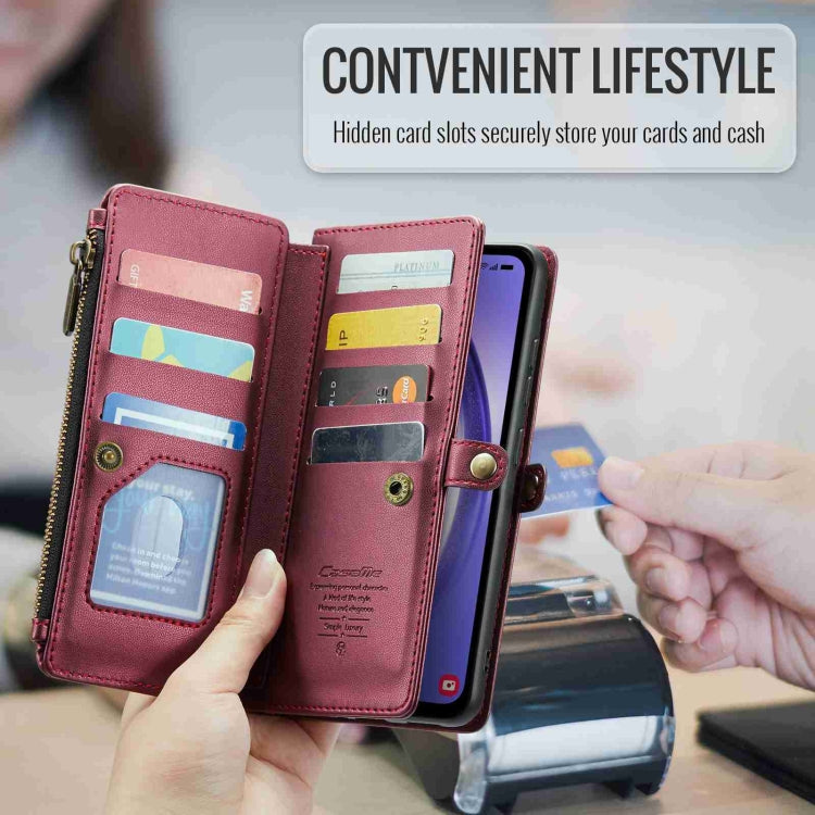 For Samsung Galaxy A54 5G CaseMe C36 Card Slots Zipper Wallet RFID Anti-theft Leather Phone Case(Wine Red) - free shipping - PMC Jewellery - Order now!