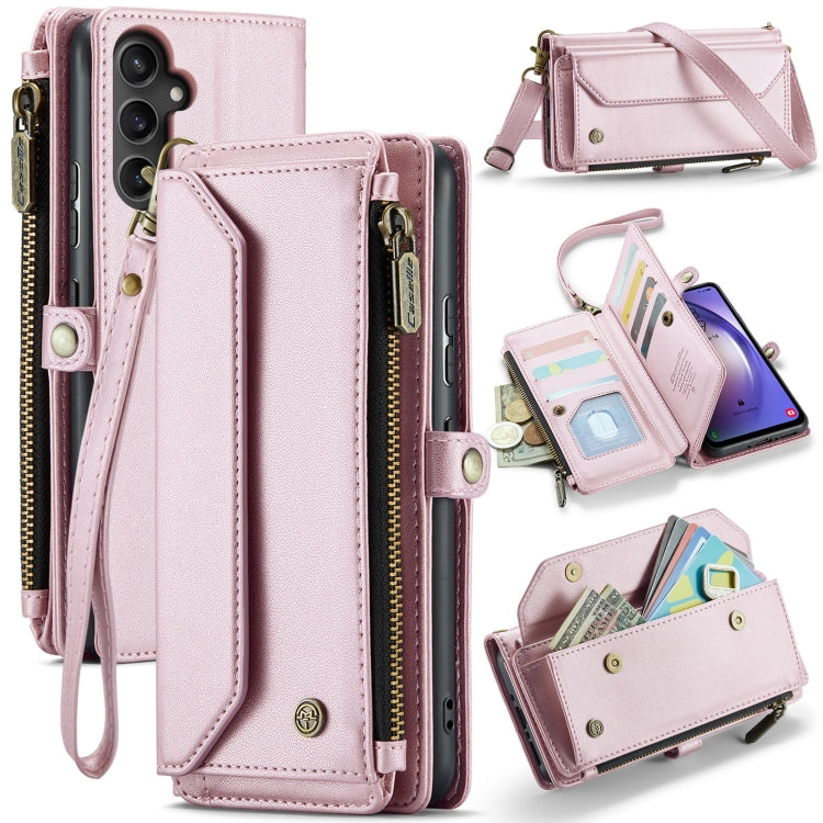 For Samsung Galaxy A54 5G CaseMe C36 Card Slots Zipper Wallet RFID Anti-theft Leather Phone Case(Pink) - free shipping - PMC Jewellery - Order now!
