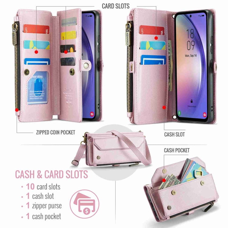 For Samsung Galaxy A54 5G CaseMe C36 Card Slots Zipper Wallet RFID Anti-theft Leather Phone Case(Pink) - free shipping - PMC Jewellery - Order now!
