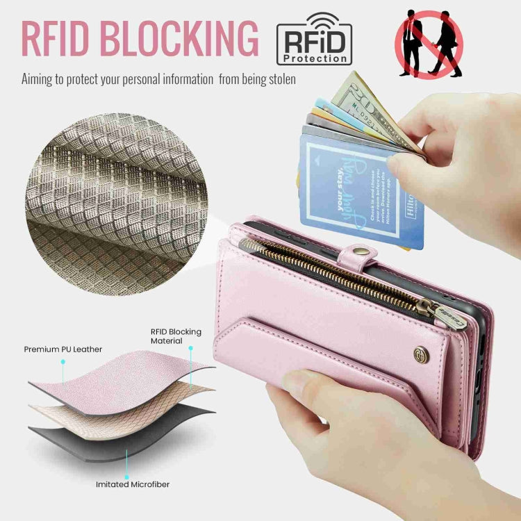 For Samsung Galaxy A54 5G CaseMe C36 Card Slots Zipper Wallet RFID Anti-theft Leather Phone Case(Pink) - free shipping - PMC Jewellery - Order now!