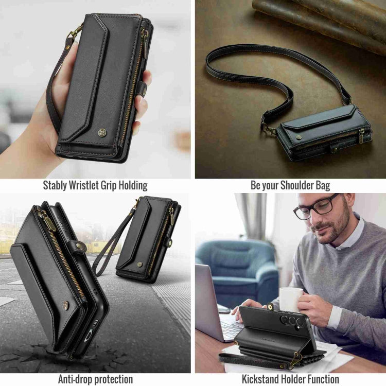 For Samsung Galaxy A55 5G CaseMe C36 Card Slots Zipper Wallet RFID Anti-theft Leather Phone Case(Black) - free shipping - PMC Jewellery - Order now!