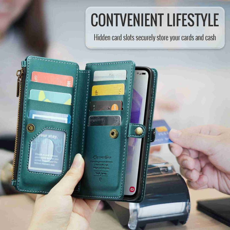 For Samsung Galaxy A55 5G CaseMe C36 Card Slots Zipper Wallet RFID Anti-theft Leather Phone Case(Blue-green) - free shipping - PMC Jewellery - Order now!