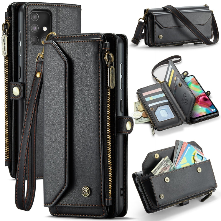 For Samsung Galaxy A71 4G CaseMe C36 Card Slots Zipper Wallet RFID Anti-theft Leather Phone Case(Black) - free shipping - PMC Jewellery - Order now!