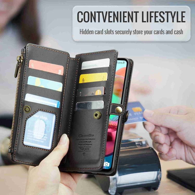 For Samsung Galaxy A71 4G CaseMe C36 Card Slots Zipper Wallet RFID Anti-theft Leather Phone Case(Black) - free shipping - PMC Jewellery - Order now!