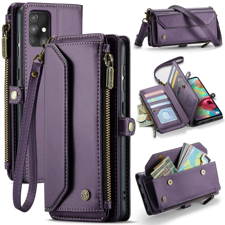 For Samsung Galaxy A71 4G CaseMe C36 Card Slots Zipper Wallet RFID Anti-theft Leather Phone Case(Purple) - free shipping - PMC Jewellery - Order now!