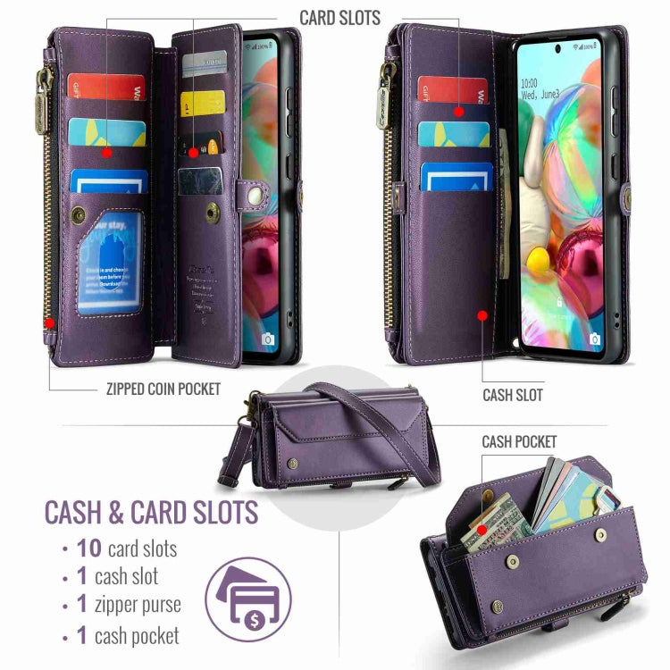 For Samsung Galaxy A71 4G CaseMe C36 Card Slots Zipper Wallet RFID Anti-theft Leather Phone Case(Purple) - free shipping - PMC Jewellery - Order now!