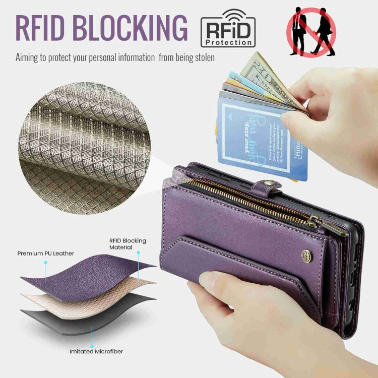 For Samsung Galaxy A71 4G CaseMe C36 Card Slots Zipper Wallet RFID Anti-theft Leather Phone Case(Purple) - free shipping - PMC Jewellery - Order now!