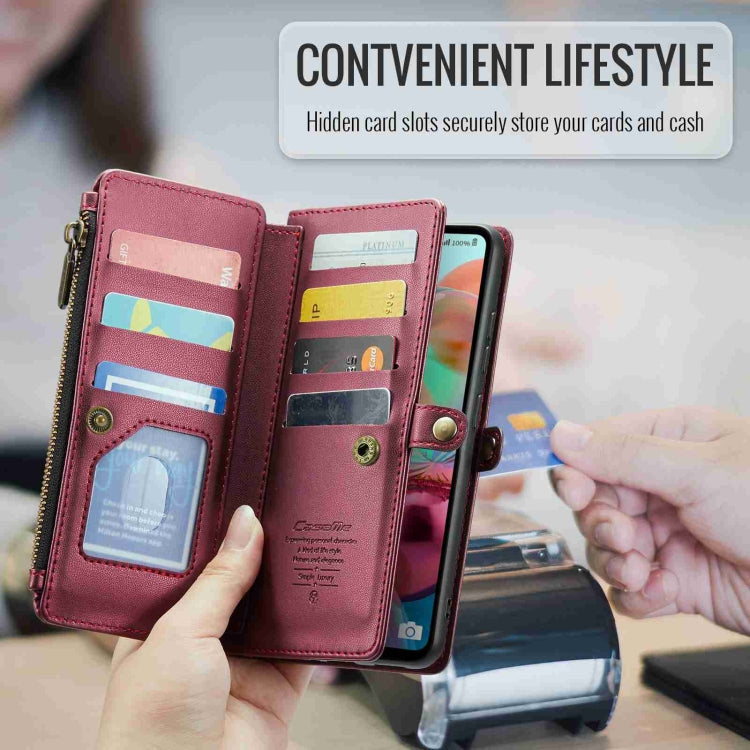 For Samsung Galaxy A71 4G CaseMe C36 Card Slots Zipper Wallet RFID Anti-theft Leather Phone Case(Wine Red) - free shipping - PMC Jewellery - Order now!