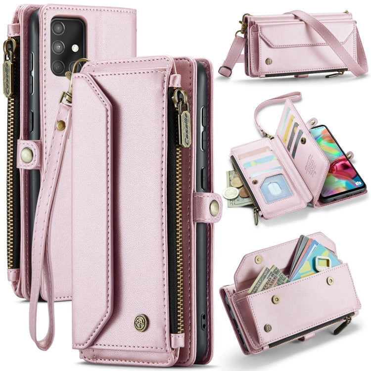 For Samsung Galaxy A71 4G CaseMe C36 Card Slots Zipper Wallet RFID Anti-theft Leather Phone Case(Pink) - free shipping - PMC Jewellery - Order now!