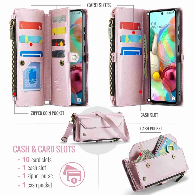 For Samsung Galaxy A71 4G CaseMe C36 Card Slots Zipper Wallet RFID Anti-theft Leather Phone Case(Pink) - free shipping - PMC Jewellery - Order now!