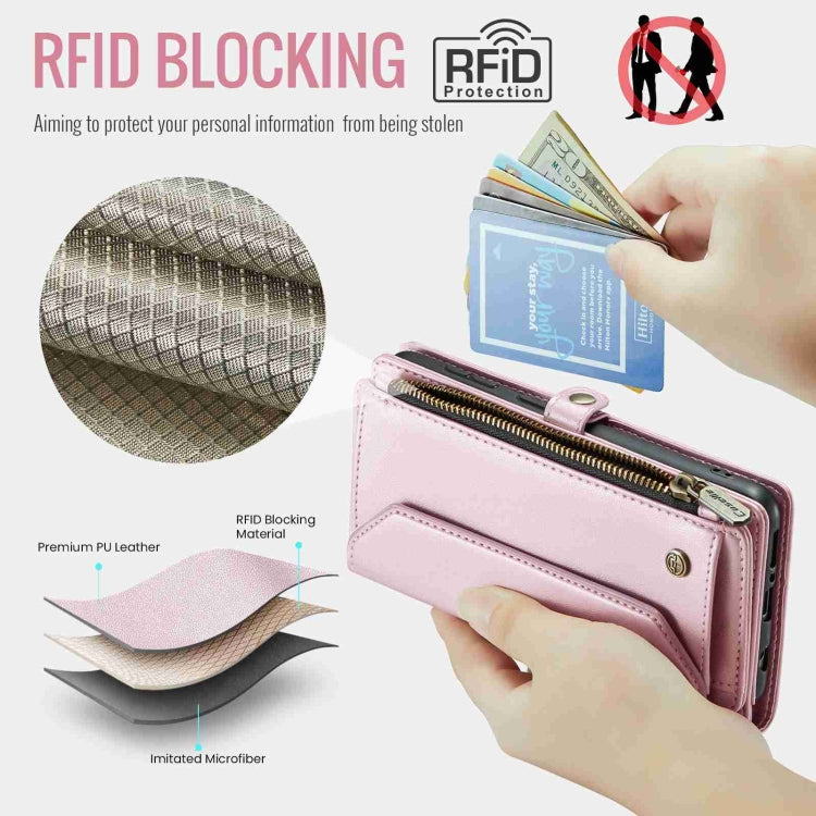 For Samsung Galaxy A71 4G CaseMe C36 Card Slots Zipper Wallet RFID Anti-theft Leather Phone Case(Pink) - free shipping - PMC Jewellery - Order now!