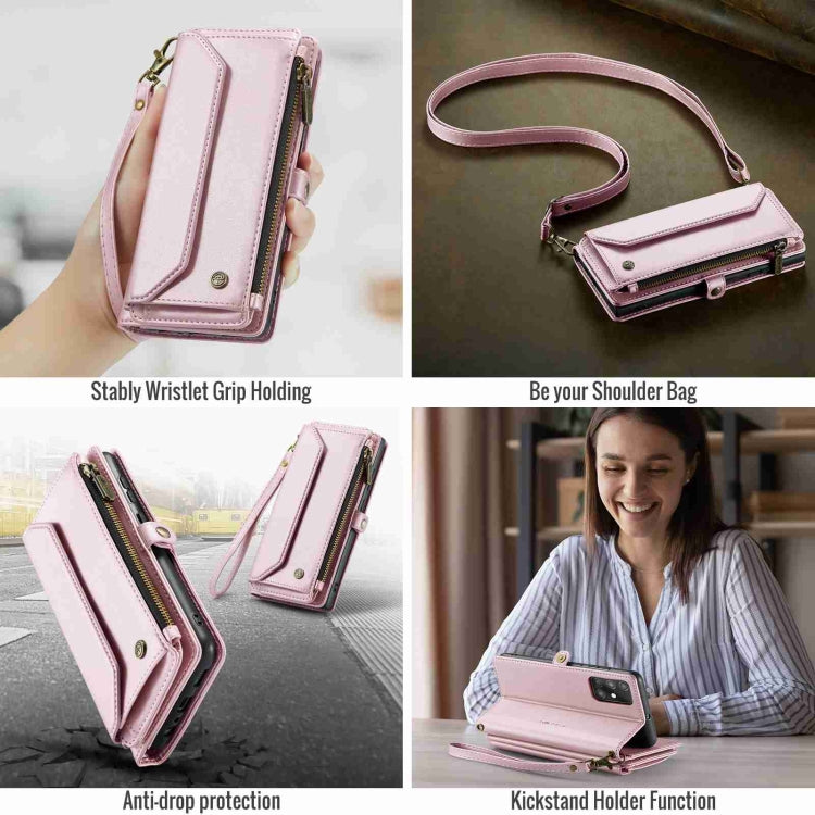 For Samsung Galaxy A71 4G CaseMe C36 Card Slots Zipper Wallet RFID Anti-theft Leather Phone Case(Pink) - free shipping - PMC Jewellery - Order now!