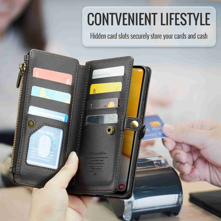 For Samsung Galaxy A72 CaseMe C36 Card Slots Zipper Wallet RFID Anti-theft Leather Phone Case(Black) - free shipping - PMC Jewellery - Order now!