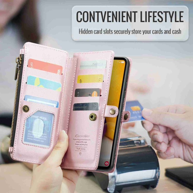 For Samsung Galaxy A72 CaseMe C36 Card Slots Zipper Wallet RFID Anti-theft Leather Phone Case(Pink) - free shipping - PMC Jewellery - Order now!