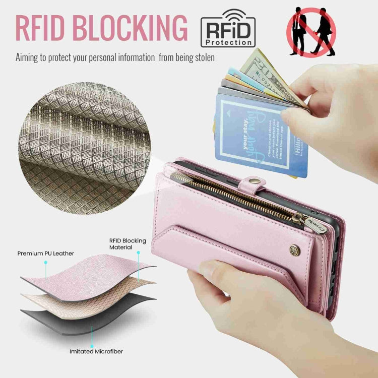For Samsung Galaxy A72 CaseMe C36 Card Slots Zipper Wallet RFID Anti-theft Leather Phone Case(Pink) - free shipping - PMC Jewellery - Order now!