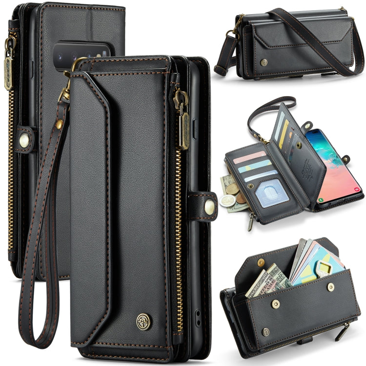 For Samsung Galaxy S10+ CaseMe C36 Card Slots Zipper Wallet RFID Anti-theft Leather Phone Case(Black) - free shipping - PMC Jewellery - Order now!