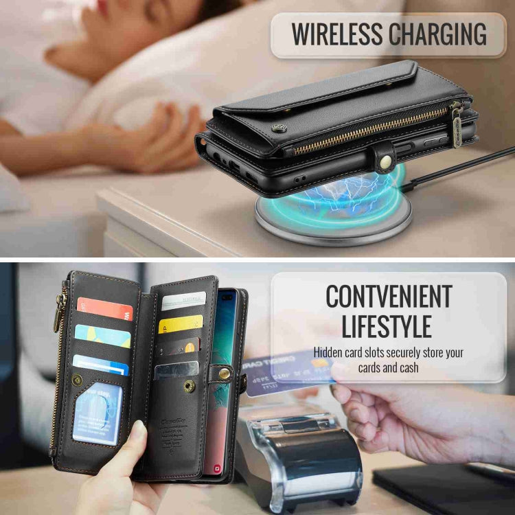 For Samsung Galaxy S10+ CaseMe C36 Card Slots Zipper Wallet RFID Anti-theft Leather Phone Case(Black) - free shipping - PMC Jewellery - Order now!