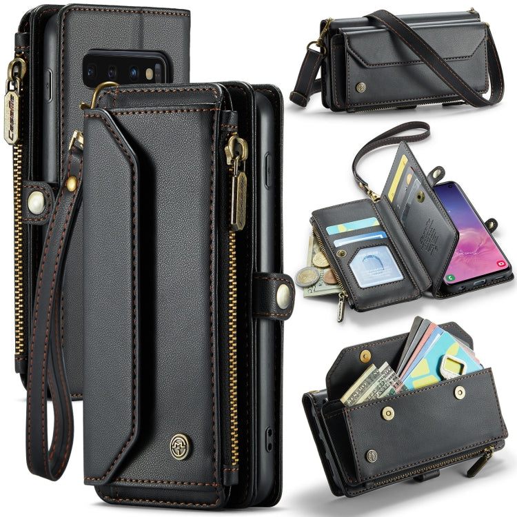 For Samsung Galaxy S10 CaseMe C36 Card Slots Zipper Wallet RFID Anti-theft Leather Phone Case(Black) - free shipping - PMC Jewellery - Order now!