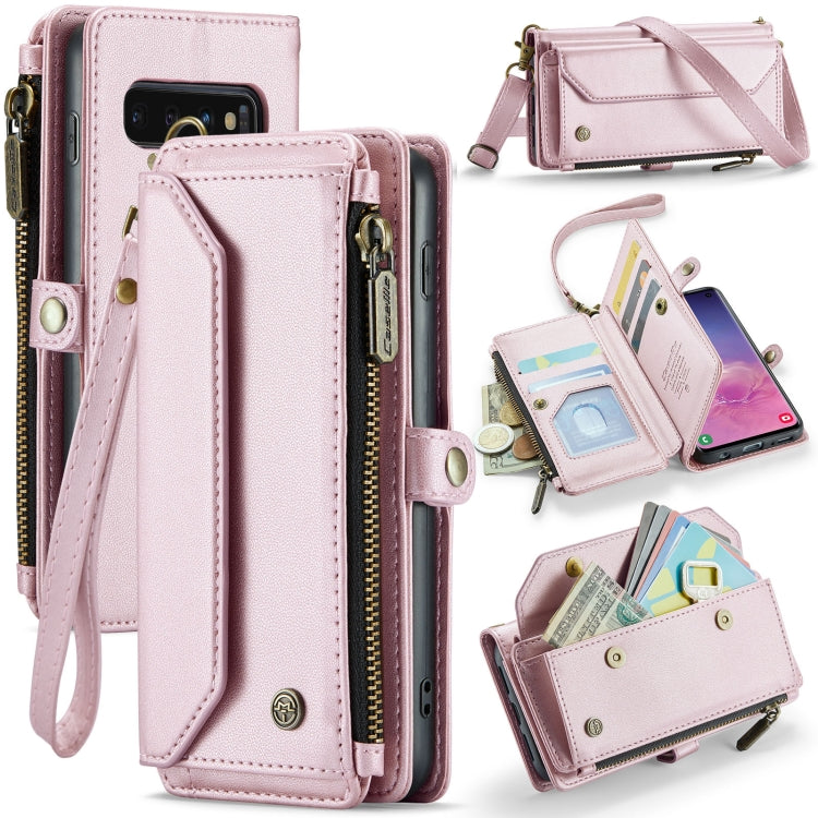 For Samsung Galaxy S10 CaseMe C36 Card Slots Zipper Wallet RFID Anti-theft Leather Phone Case(Pink) - free shipping - PMC Jewellery - Order now!