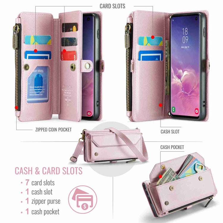 For Samsung Galaxy S10 CaseMe C36 Card Slots Zipper Wallet RFID Anti-theft Leather Phone Case(Pink) - free shipping - PMC Jewellery - Order now!
