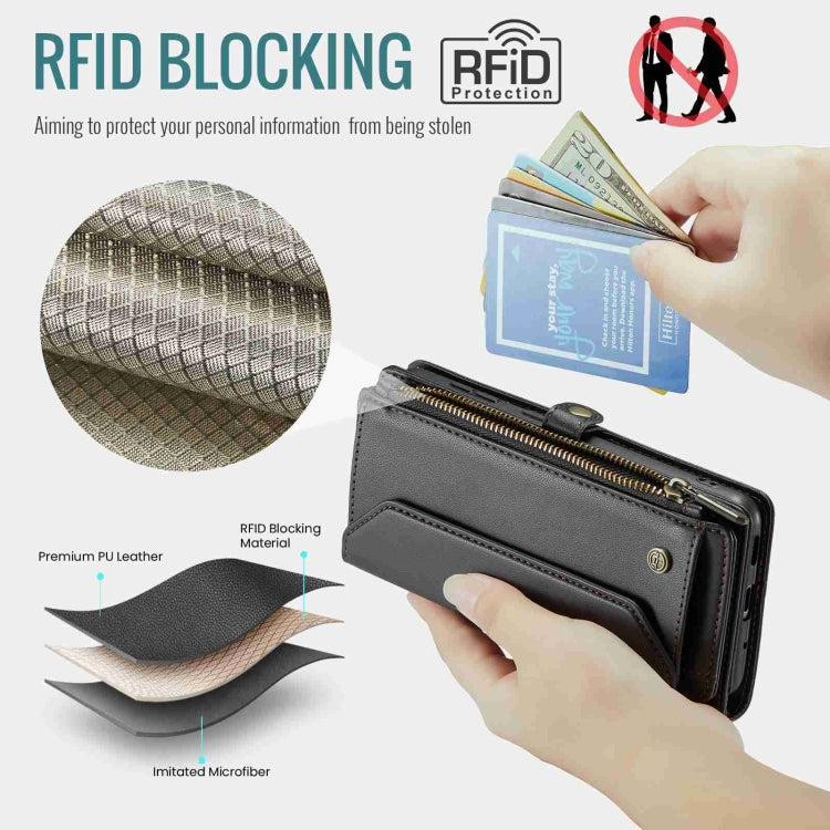 For Samsung Galaxy S20 FE CaseMe C36 Card Slots Zipper Wallet RFID Anti-theft Leather Phone Case(Black) - free shipping - PMC Jewellery - Order now!