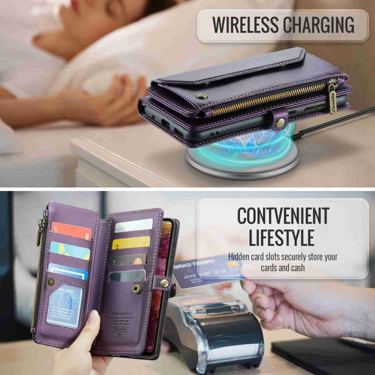 For Samsung Galaxy S20 FE CaseMe C36 Card Slots Zipper Wallet RFID Anti-theft Leather Phone Case(Purple) - free shipping - PMC Jewellery - Order now!