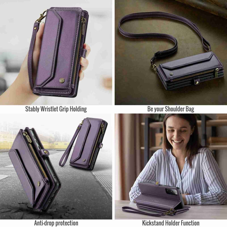For Samsung Galaxy S20 FE CaseMe C36 Card Slots Zipper Wallet RFID Anti-theft Leather Phone Case(Purple) - free shipping - PMC Jewellery - Order now!