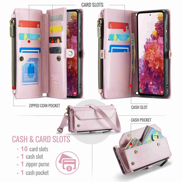 For Samsung Galaxy S20 FE CaseMe C36 Card Slots Zipper Wallet RFID Anti-theft Leather Phone Case(Pink) - free shipping - PMC Jewellery - Order now!