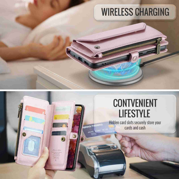 For Samsung Galaxy S20 FE CaseMe C36 Card Slots Zipper Wallet RFID Anti-theft Leather Phone Case(Pink) - free shipping - PMC Jewellery - Order now!