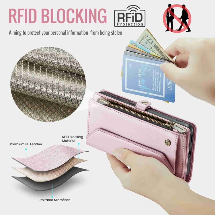 For Samsung Galaxy S20 FE CaseMe C36 Card Slots Zipper Wallet RFID Anti-theft Leather Phone Case(Pink) - free shipping - PMC Jewellery - Order now!