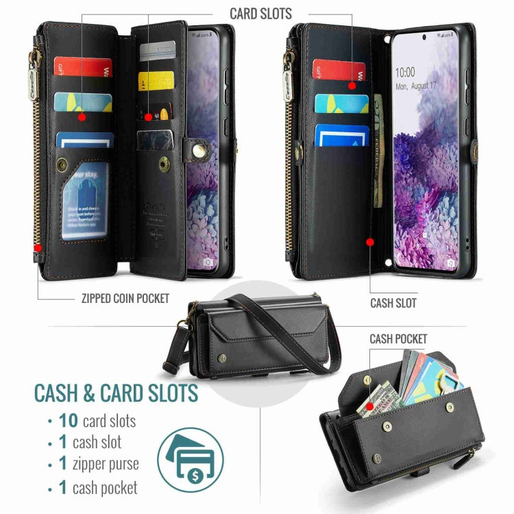 For Samsung Galaxy S20+ CaseMe C36 Card Slots Zipper Wallet RFID Anti-theft Leather Phone Case(Black) - free shipping - PMC Jewellery - Order now!