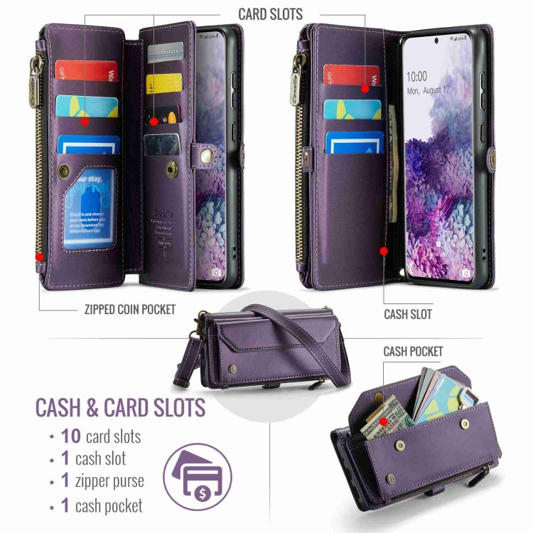 For Samsung Galaxy S20+ CaseMe C36 Card Slots Zipper Wallet RFID Anti-theft Leather Phone Case(Purple) - free shipping - PMC Jewellery - Order now!