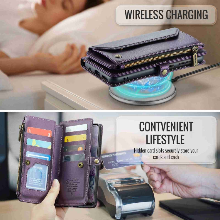 For Samsung Galaxy S20+ CaseMe C36 Card Slots Zipper Wallet RFID Anti-theft Leather Phone Case(Purple) - free shipping - PMC Jewellery - Order now!