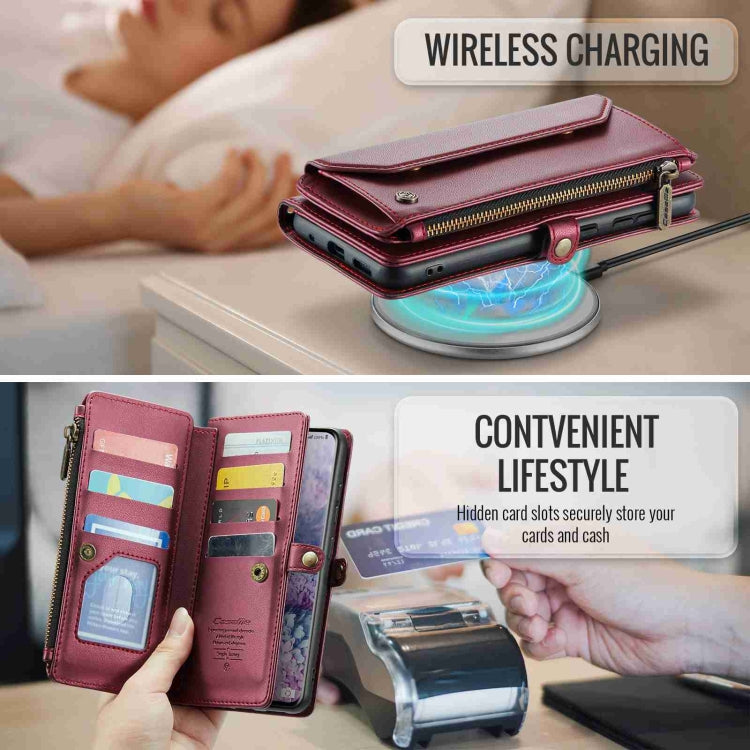 For Samsung Galaxy S20+ CaseMe C36 Card Slots Zipper Wallet RFID Anti-theft Leather Phone Case(Wine Red) - free shipping - PMC Jewellery - Order now!