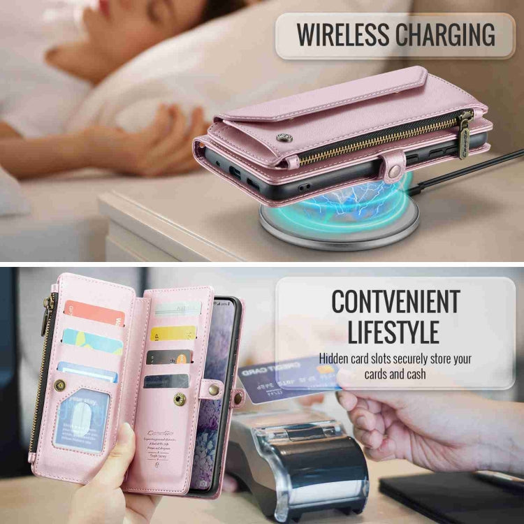 For Samsung Galaxy S20+ CaseMe C36 Card Slots Zipper Wallet RFID Anti-theft Leather Phone Case(Pink) - free shipping - PMC Jewellery - Order now!