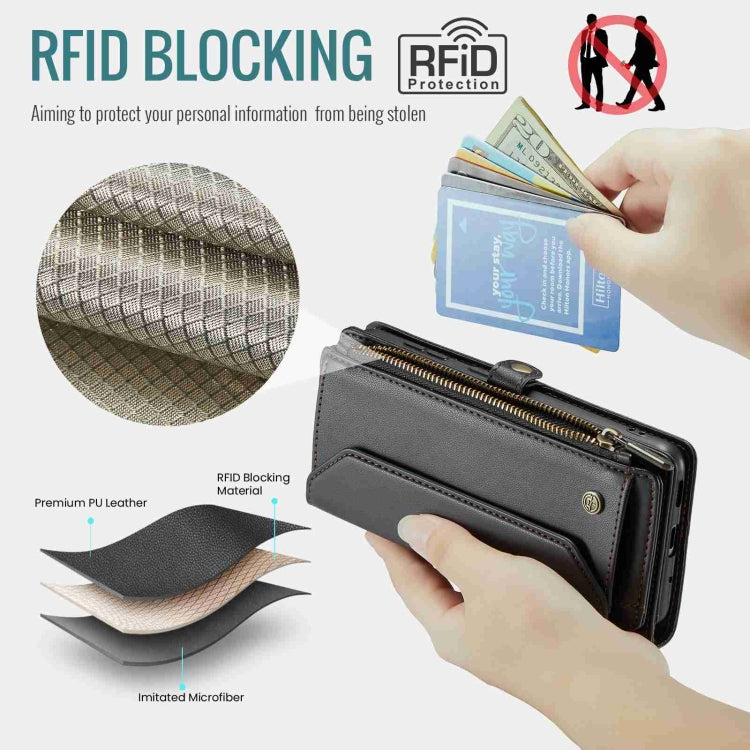 For Samsung Galaxy S20 Ultra CaseMe C36 Card Slots Zipper Wallet RFID Anti-theft Leather Phone Case(Black) - free shipping - PMC Jewellery - Order now!