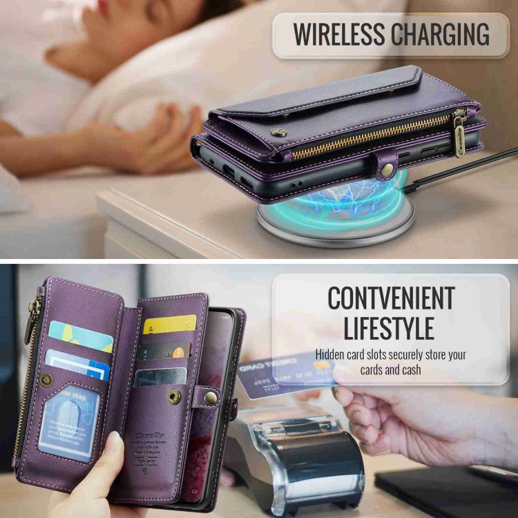 For Samsung Galaxy S20 CaseMe C36 Card Slots Zipper Wallet RFID Anti-theft Leather Phone Case(Purple) - free shipping - PMC Jewellery - Order now!