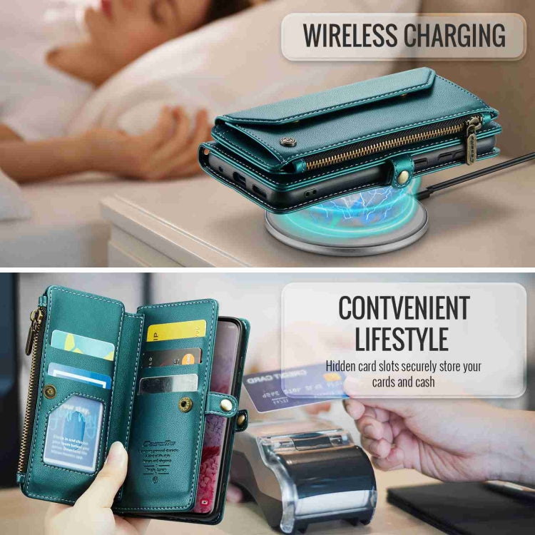For Samsung Galaxy S20 CaseMe C36 Card Slots Zipper Wallet RFID Anti-theft Leather Phone Case(Blue-green) - free shipping - PMC Jewellery - Order now!