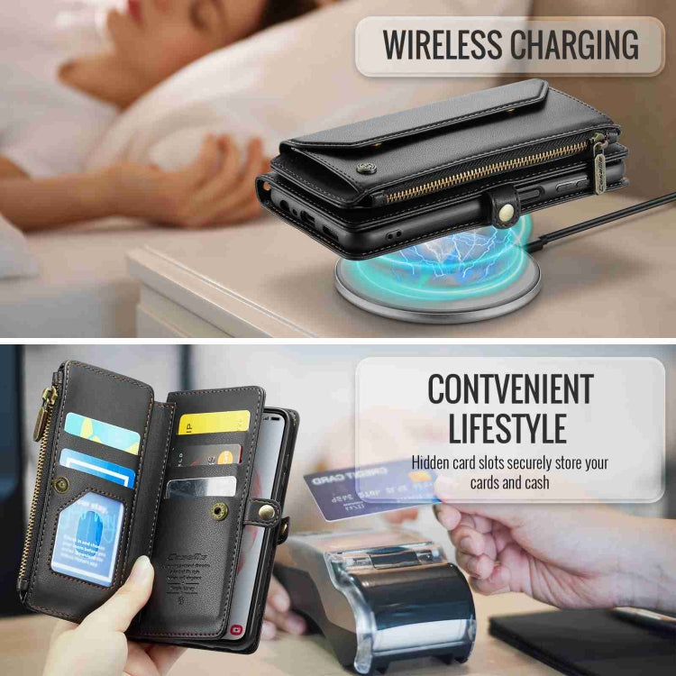 For Samsung Galaxy S21 5G CaseMe C36 Card Slots Zipper Wallet RFID Anti-theft Leather Phone Case(Black) - free shipping - PMC Jewellery - Order now!