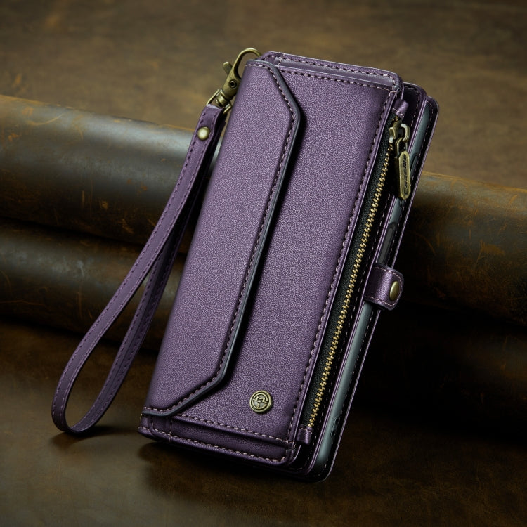For Samsung Galaxy S21 5G CaseMe C36 Card Slots Zipper Wallet RFID Anti-theft Leather Phone Case(Purple) - free shipping - PMC Jewellery - Order now!