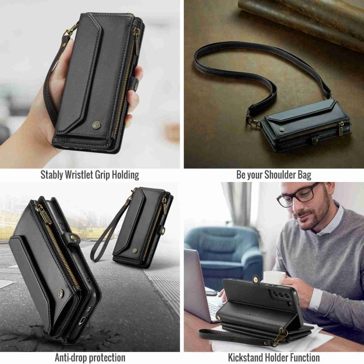 For Samsung Galaxy S22 5G CaseMe C36 Card Slots Zipper Wallet RFID Anti-theft Leather Phone Case(Black) - free shipping - PMC Jewellery - Order now!