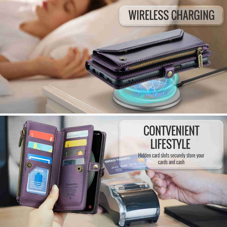 For Samsung Galaxy S23 FE 5G CaseMe C36 Card Slots Zipper Wallet RFID Anti-theft Leather Phone Case(Purple) - free shipping - PMC Jewellery - Order now!